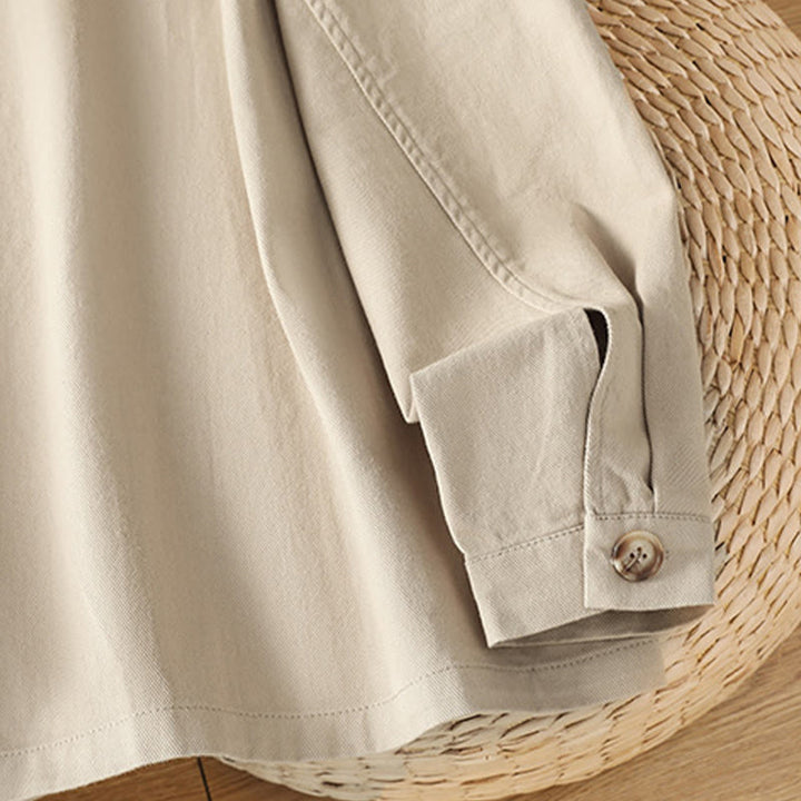 Buddha Stones Casual Women's Long Sleeve Stand Collar Cotton Polyester Shirt With Pockets - image 26