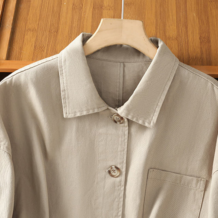 Buddha Stones Casual Women's Long Sleeve Stand Collar Cotton Polyester Shirt With Pockets - image 23