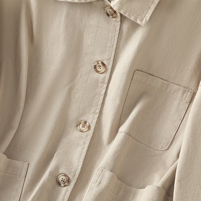 Buddha Stones Casual Women's Long Sleeve Stand Collar Cotton Polyester Shirt With Pockets - image 22
