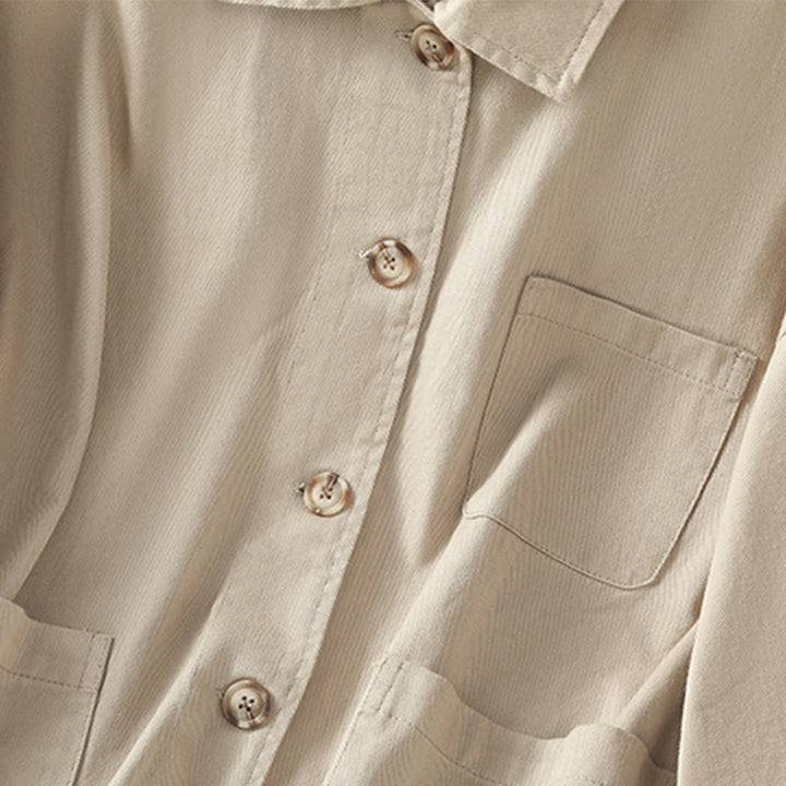 Buddha Stones Casual Women's Long Sleeve Stand Collar Cotton Polyester Shirt With Pockets - image 22