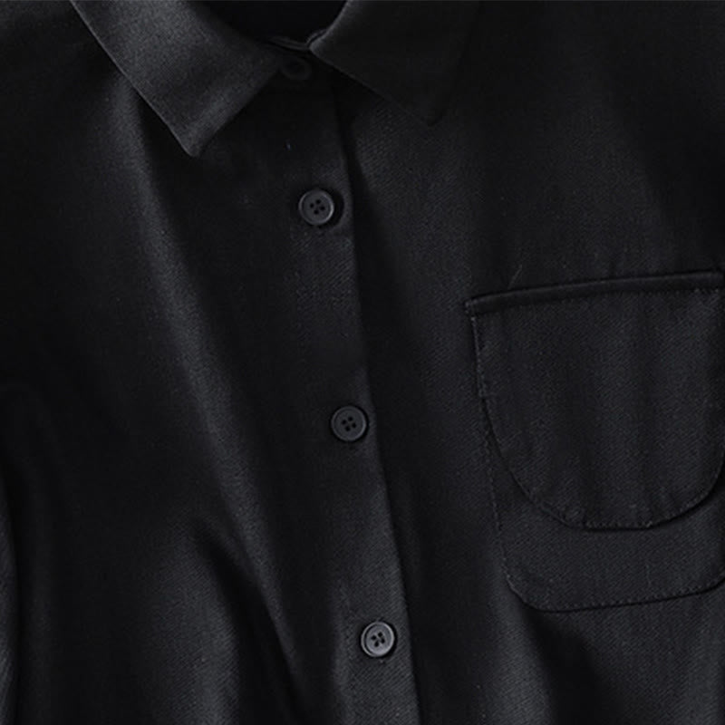 Buddha Stones Casual Women's Long Sleeve Stand Collar Cotton Shirt With Pockets - image 12