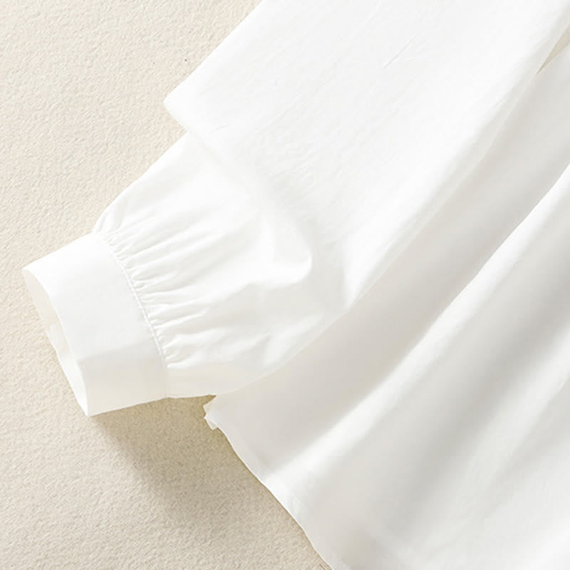 Buddha Stones Casual Women's Long Sleeve Lace Lapel Cotton Shirt - image 24