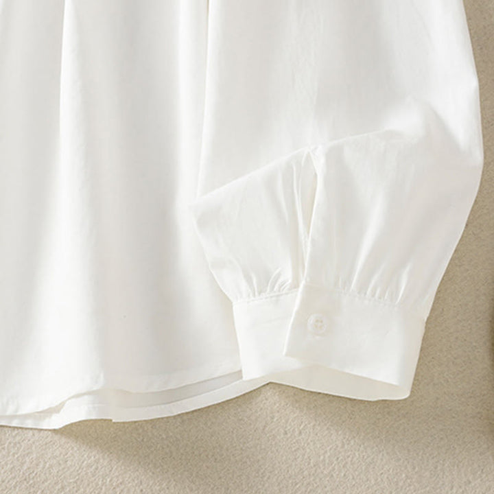 Buddha Stones Casual Women's Long Sleeve Lace Lapel Cotton Shirt - image 23