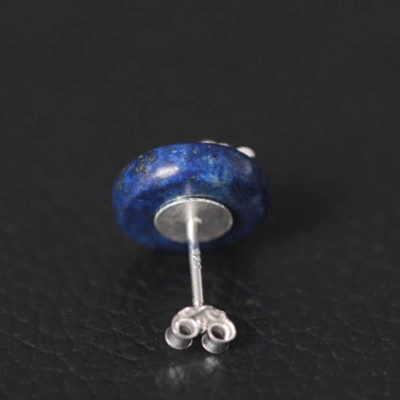 Buddha Stones Lazurite 925 Sterling Silver Lotus Pattern Enlightenment Earrings  - image 10