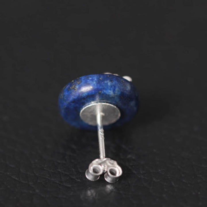 Buddha Stones Lazurite 925 Sterling Silver Lotus Pattern Enlightenment Earrings  - image 10