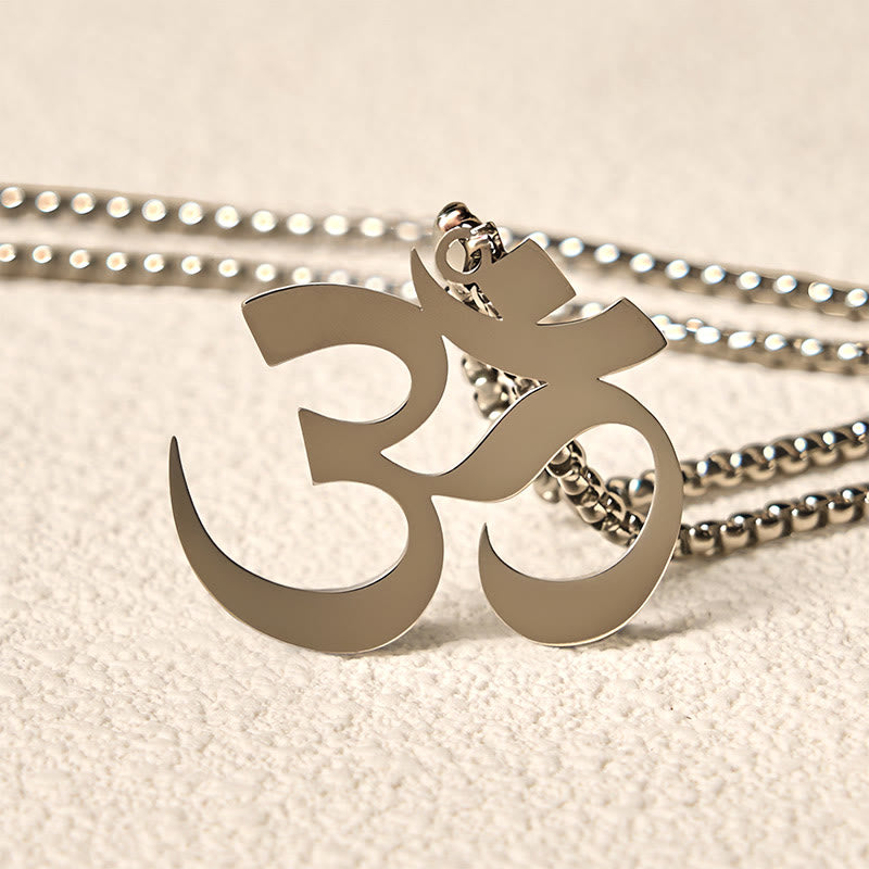 Buddha Stones Om Symbol Mantra Stainless Steel Focus Necklace Pendant - image 10
