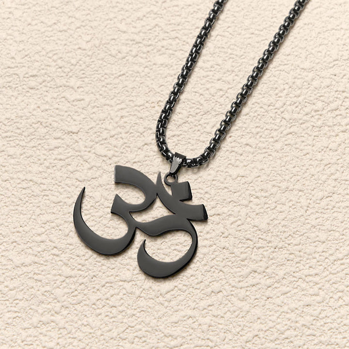 Buddha Stones Om Symbol Mantra Stainless Steel Focus Necklace Pendant - image 18