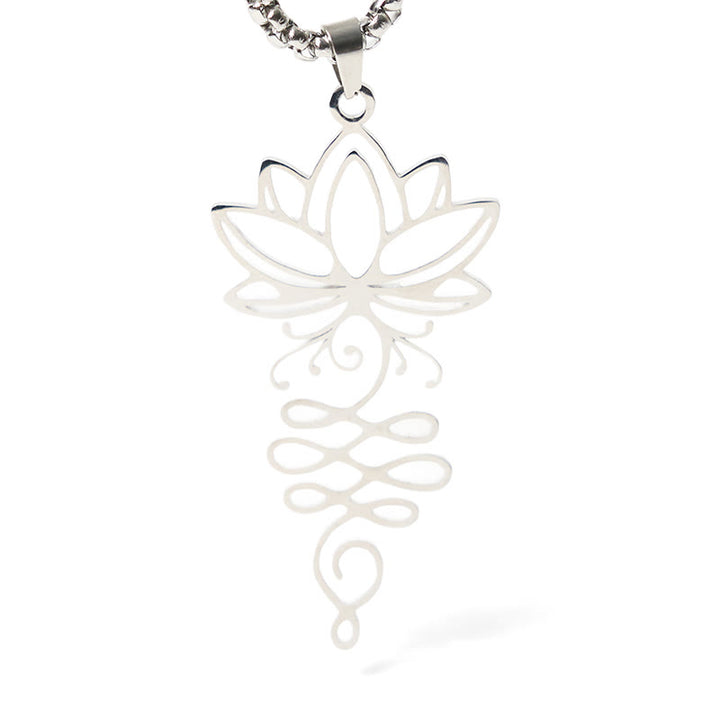 Buddha Stones Lotus Vines Design Chakra Symbol Stainless Steel Enlightenment Necklace Pendant - image 5
