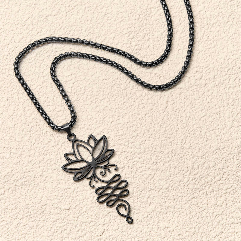 Buddha Stones Lotus Vines Design Chakra Symbol Stainless Steel Enlightenment Necklace Pendant - image 12