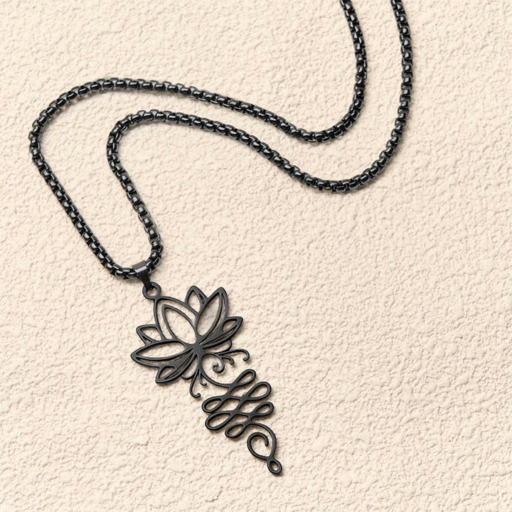 Buddha Stones Lotus Vines Design Chakra Symbol Stainless Steel Enlightenment Necklace Pendant - image 12