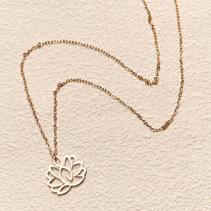 Buddha Stones Hollow Lotus Design Stainless Steel Enlightenment Necklace Pendant - image 15