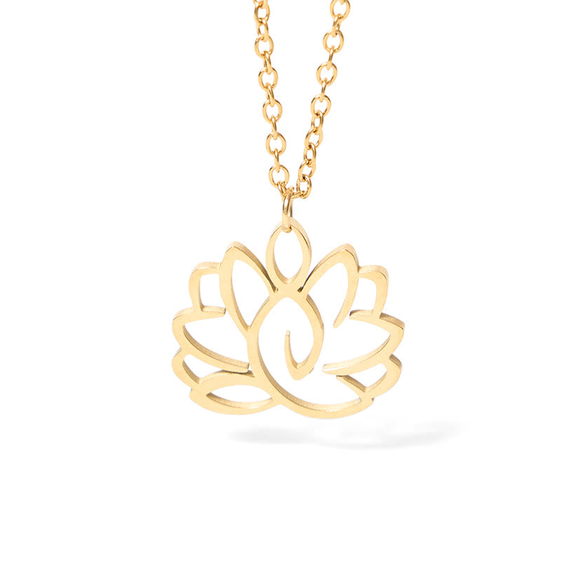 Buddha Stones Hollow Lotus Design Stainless Steel Enlightenment Necklace Pendant - image 12