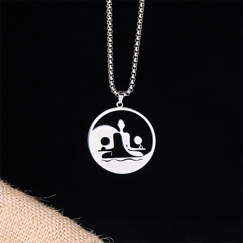 Buddha Stones Yin Yang Buddha Figure Hollow Design Stainless Steel Balance Necklace Pendant - image 18