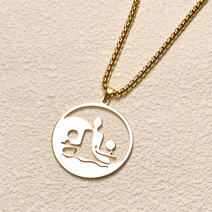 Buddha Stones Yin Yang Buddha Figure Hollow Design Stainless Steel Balance Necklace Pendant - image 13