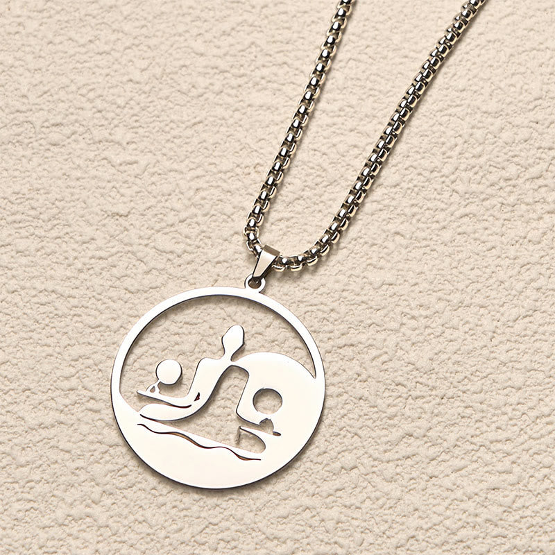 Buddha Stones Yin Yang Buddha Figure Hollow Design Stainless Steel Balance Necklace Pendant - image 20