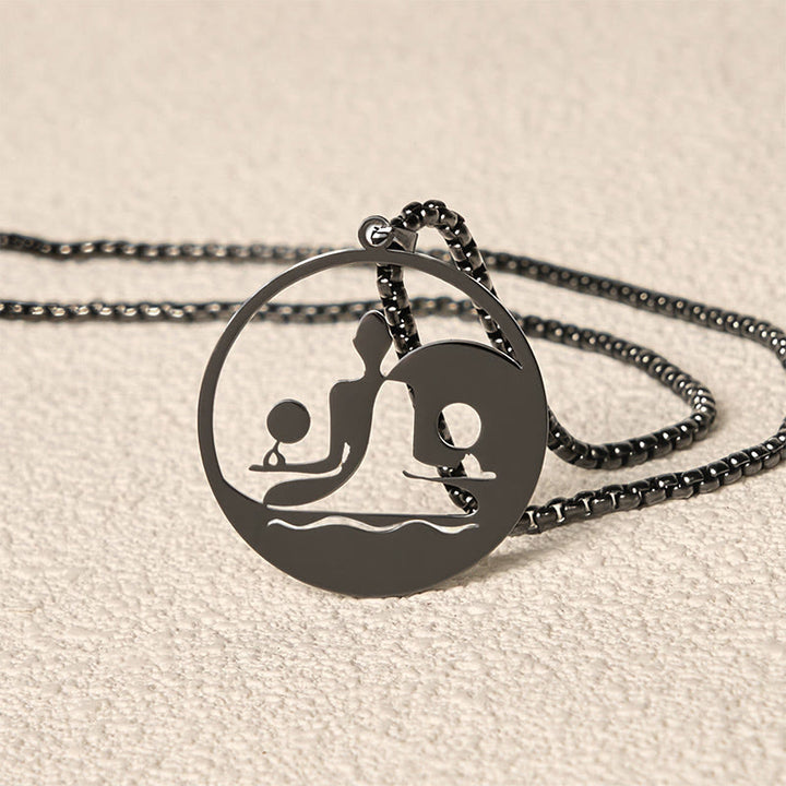 Buddha Stones Yin Yang Buddha Figure Hollow Design Stainless Steel Balance Necklace Pendant - image 5