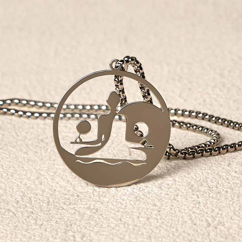 Buddha Stones Yin Yang Buddha Figure Hollow Design Stainless Steel Balance Necklace Pendant - image 21