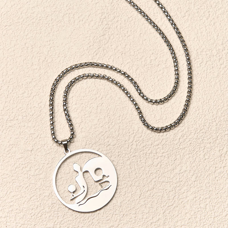 Buddha Stones Yin Yang Buddha Figure Hollow Design Stainless Steel Balance Necklace Pendant - image 19