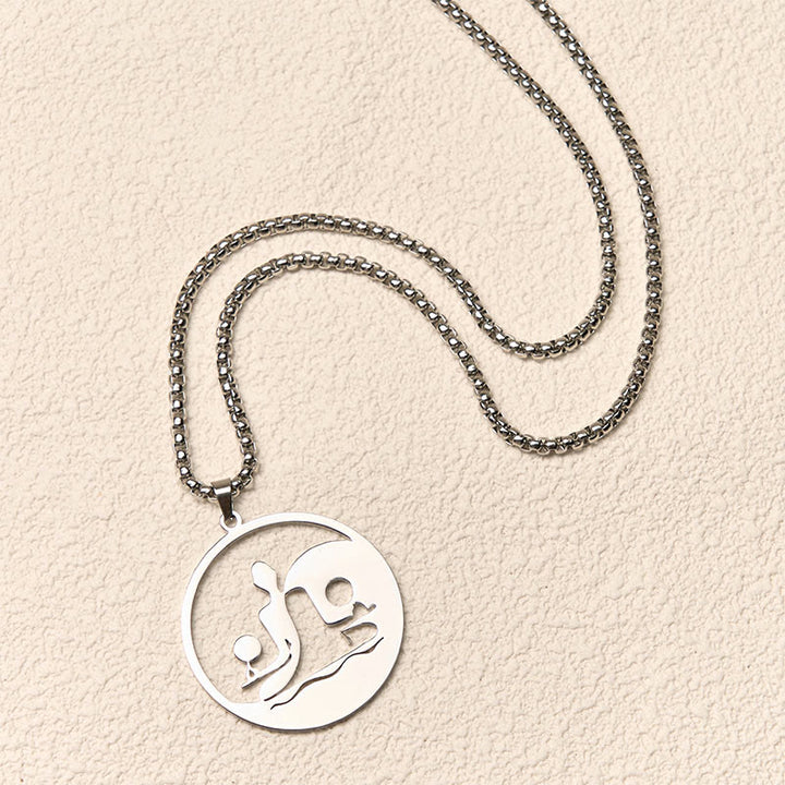 Buddha Stones Yin Yang Buddha Figure Hollow Design Stainless Steel Balance Necklace Pendant - image 19