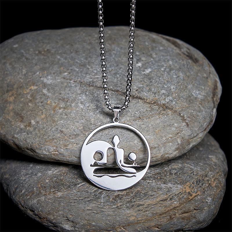 Buddha Stones Yin Yang Buddha Figure Hollow Design Stainless Steel Balance Necklace Pendant - image 17
