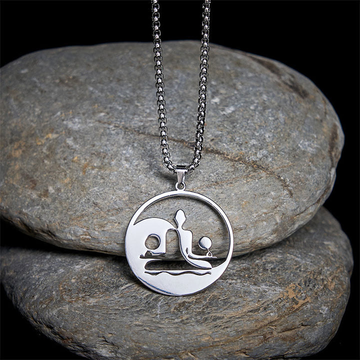 Buddha Stones Yin Yang Buddha Figure Hollow Design Stainless Steel Balance Necklace Pendant - image 17