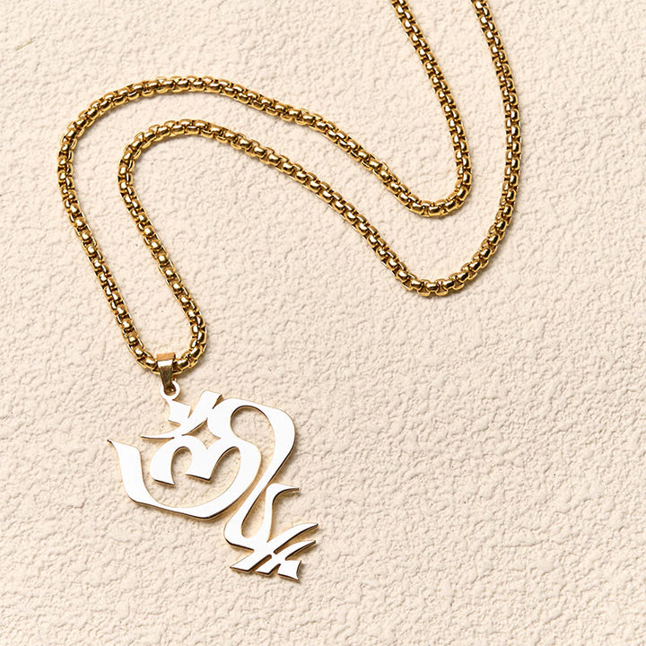 Buddha Stones Vintage OM Symbol geometry Design Stainless Steel Connection Necklace Pendant - image 2