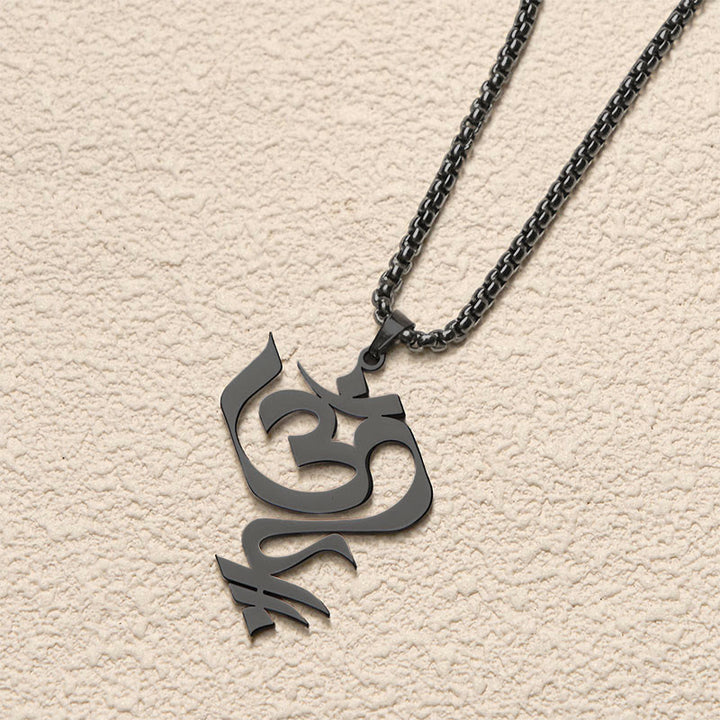 Buddha Stones Vintage OM Symbol geometry Design Stainless Steel Connection Necklace Pendant - image 16
