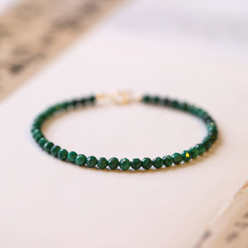 Buddha Stones 3mm Natural Malachite Ultra-thin Beads Anti-anxiety Bracelet - 3mm Malachite(Wrist Circumference:16cm) - image 0