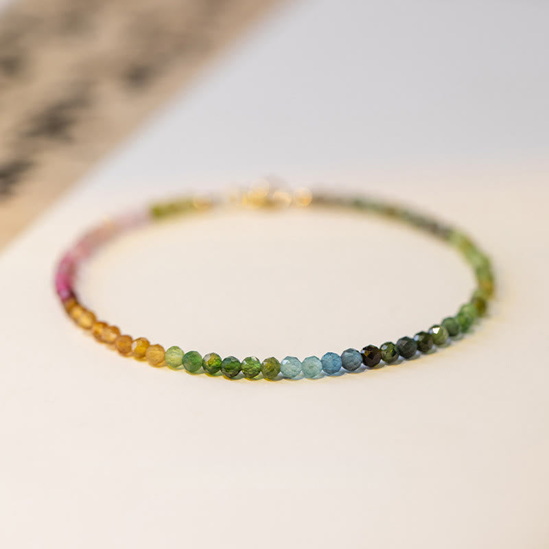 Buddha Stones 2.5mm Natural Tourmaline Ultra-thin Beads Positive Bracelet - 2.5mm Tourmaline(Wrist Circumference:16cm) - image 0