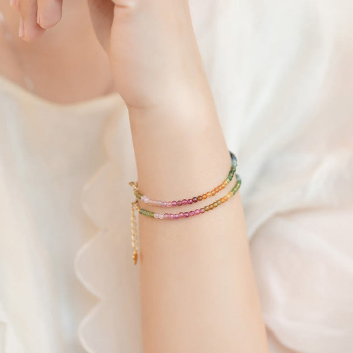 Buddha Stones 2.5mm Natural Tourmaline Ultra-thin Beads Positive Bracelet - image 8