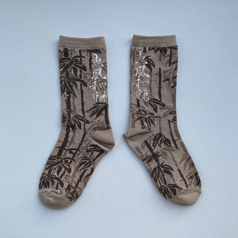 Buddha Stones Chinese Calligraphy Floral Design Micro Crew Women Cotton Socks - PaleGoldenrod - One Size Fits Most (US 5.5-8.5，EU 36–40，UK/AU 3.5-6.5，AISA 23–25 cm) - image 8