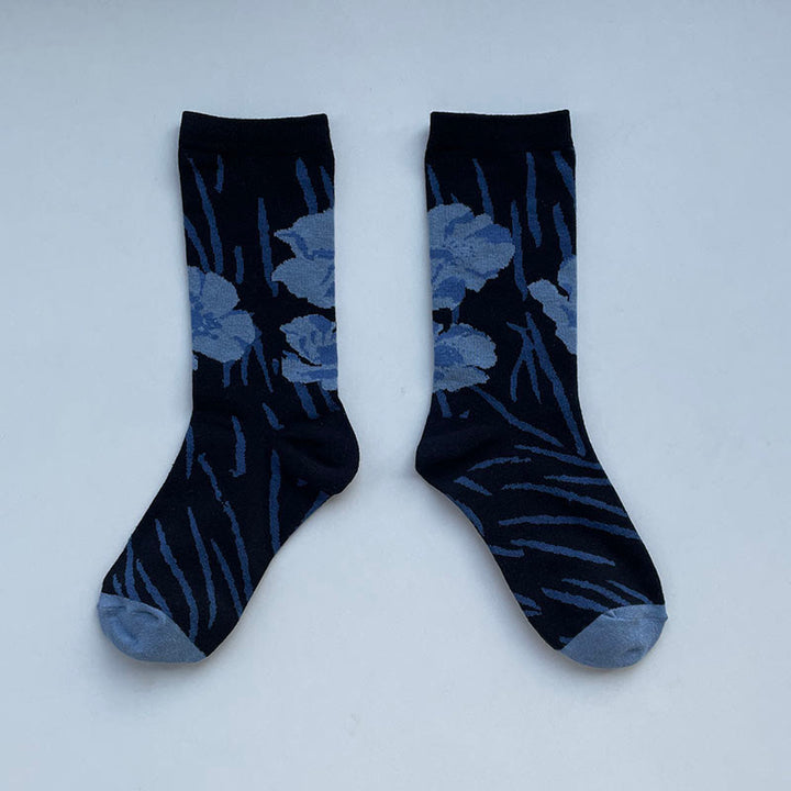 Buddha Stones Chinese Calligraphy Floral Design Micro Crew Women Cotton Socks - Black - One Size Fits Most (US 5.5-8.5，EU 36–40，UK/AU 3.5-6.5，AISA 23–25 cm) - image 17