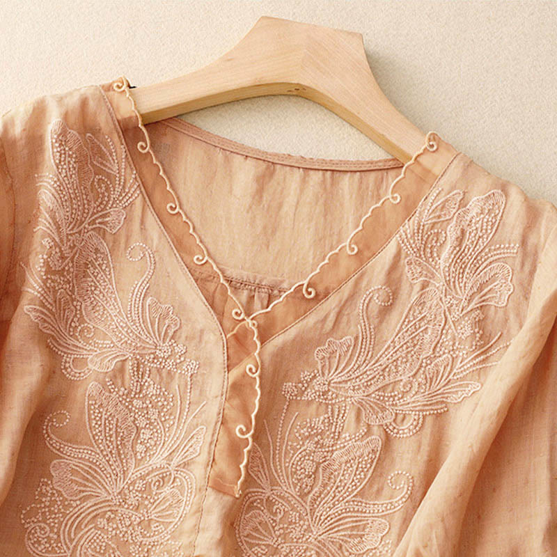 Buddha Stones V-Neck Butterfly Women's Half Sleeve Shirt - image 4