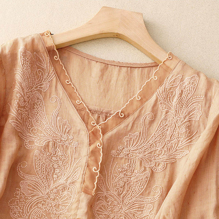Buddha Stones V-Neck Butterfly Women's Half Sleeve Shirt - image 4