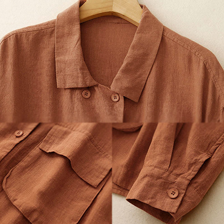 Buddha Stones Double‑Breasted Design Long Sleeve Women's Cotton Jacket With Pockets - image 8