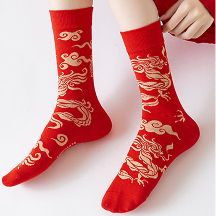 Buddha Stones Casual Red Dragon Cotton Quarter Men Women Unisex Socks - image 9