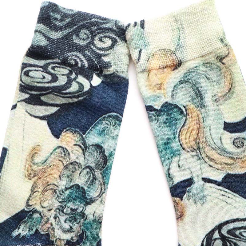 Buddha Stones Casual Multicolored Ink-style Waves Cotton Micro Crew Women's Socks - image 2