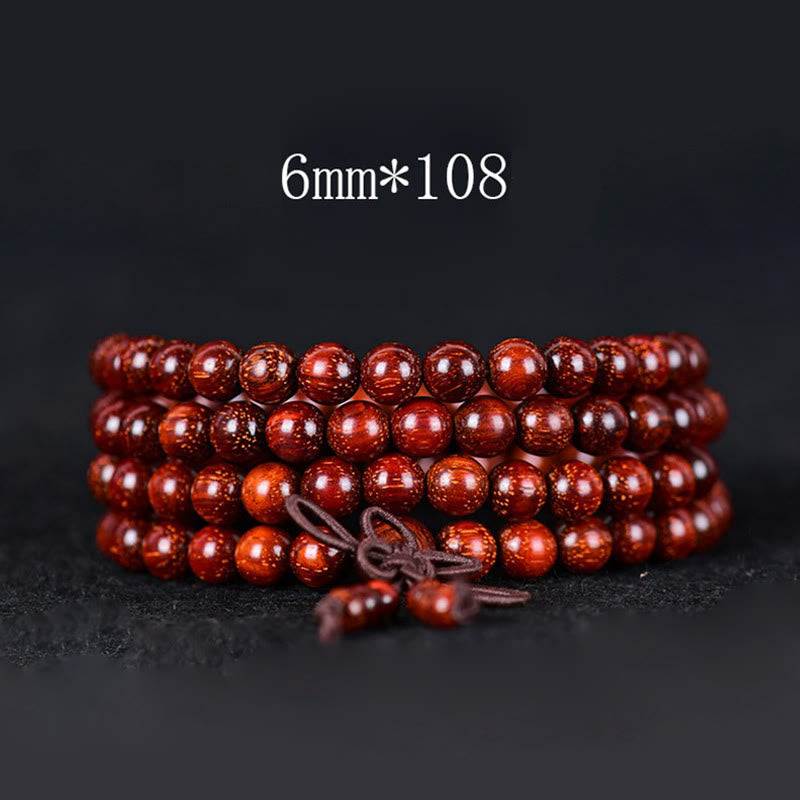 Buddha Stones Tibetan Small Leaf Red Sandalwood Balance Bracelet - 6mm*108 - image 1