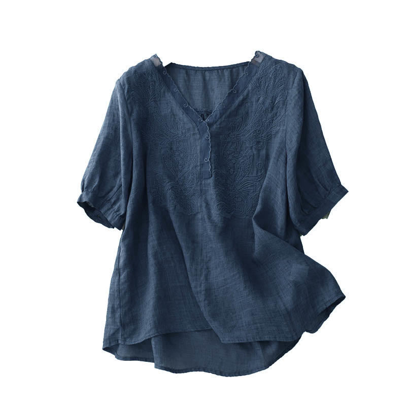 Buddha Stones V-Neck Butterfly Women's Half Sleeve Shirt - image 20
