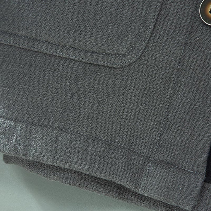 Buddha Stones Men's Plain Long Sleeve Thermal Fleece-Lined Ramie Linen Cotton Jacket With Pockets - image 10