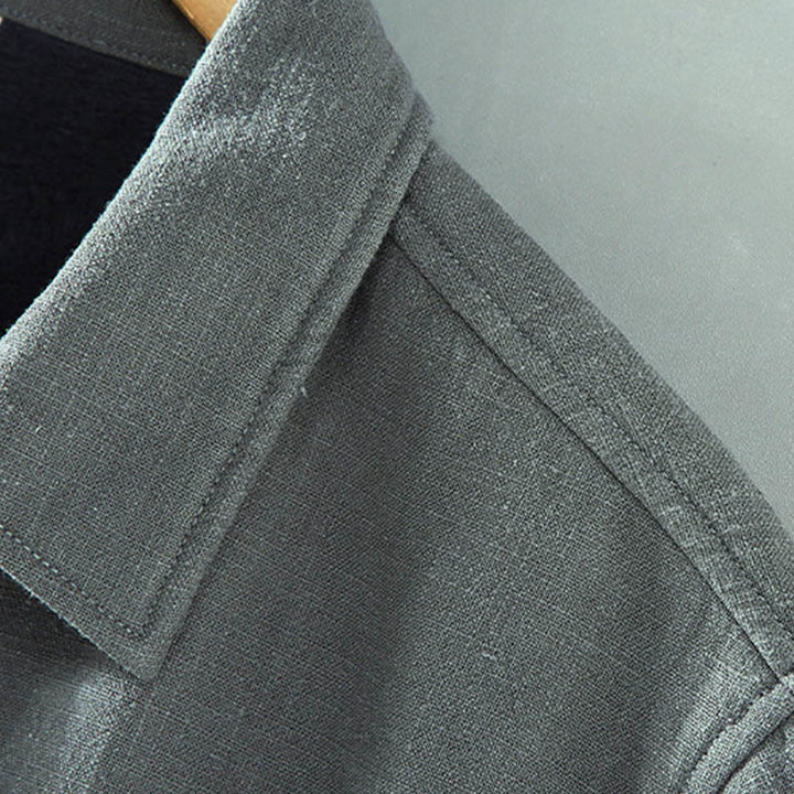 Buddha Stones Men's Plain Long Sleeve Thermal Fleece-Lined Ramie Linen Cotton Jacket With Pockets - image 5