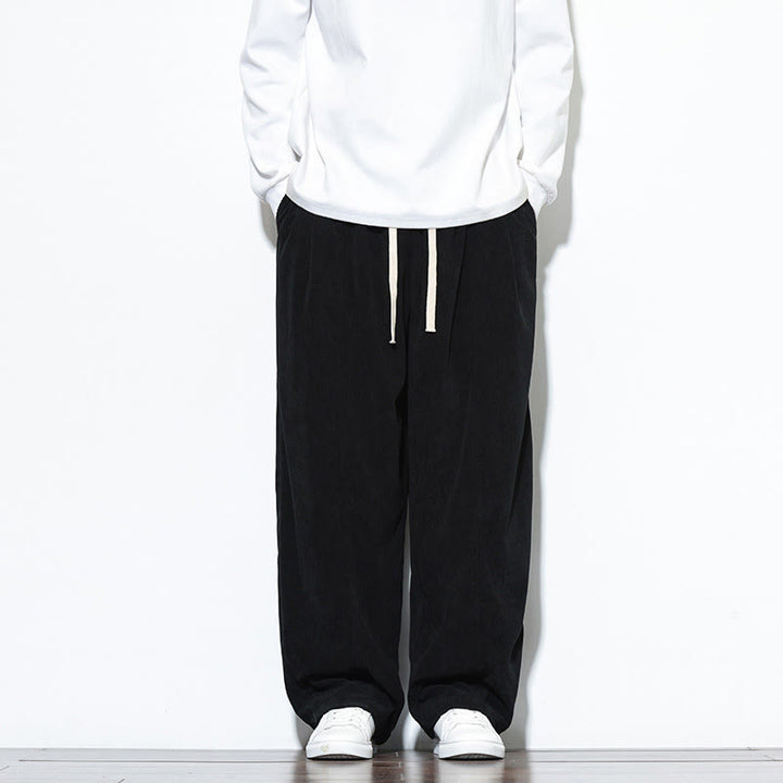 Buddha Stones Plain Drawstring Pure Cotton Corduroy Men's Harem Pants With Pockets - Black - US/UK/AU46，EU56 (5XL) - image 23