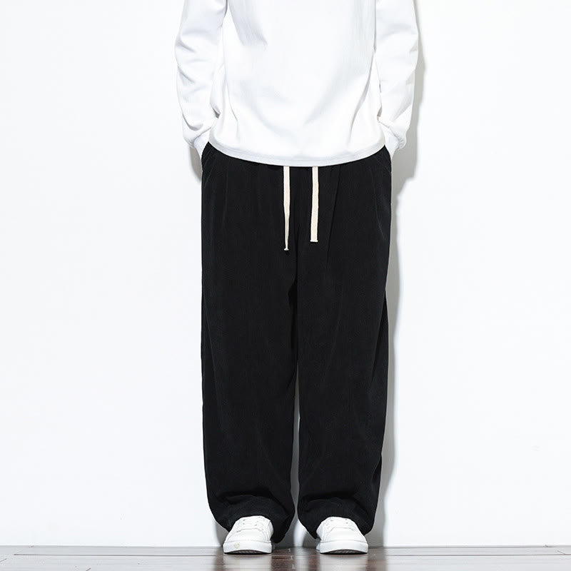 Buddha Stones Plain Drawstring Pure Corduroy Men's Harem Pants With Pockets - Black - US/UK/AU46，EU56 (5XL) - image 23