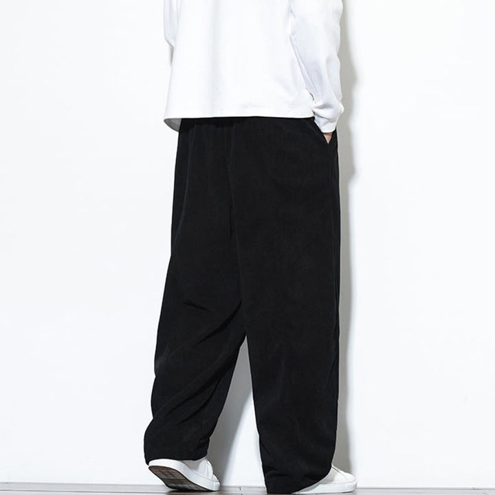 Buddha Stones Plain Drawstring Pure Cotton Corduroy Men's Harem Pants With Pockets - image 27