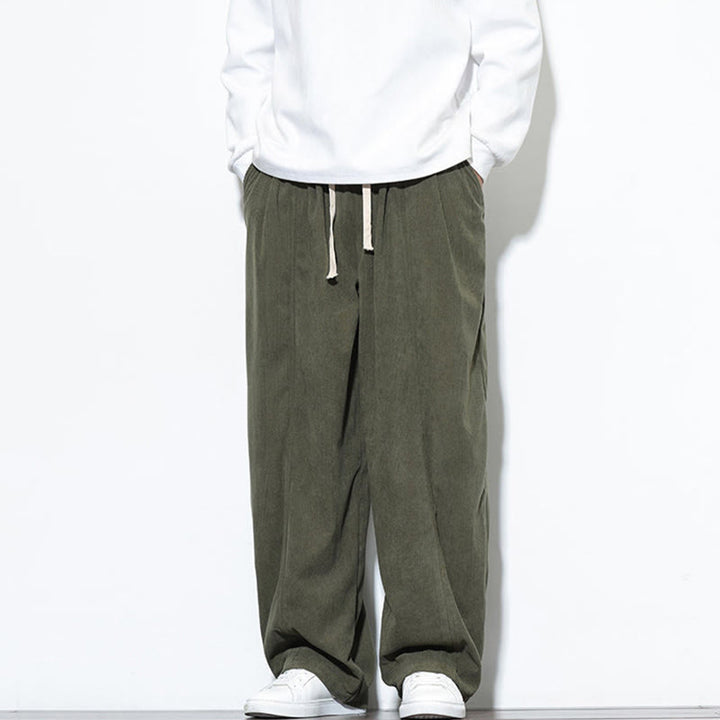 Buddha Stones Plain Drawstring Pure Corduroy Men's Harem Pants With Pockets - image 5