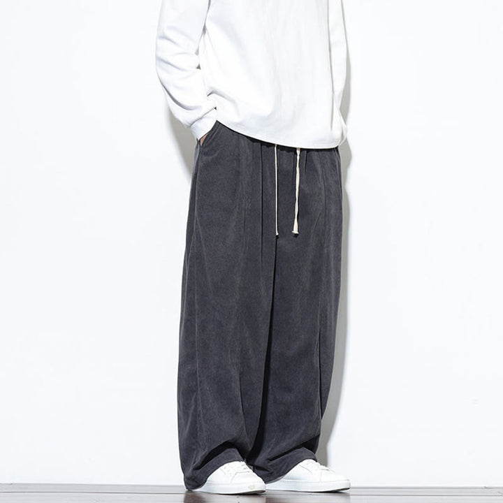 Buddha Stones Plain Drawstring Pure Corduroy Men's Harem Pants With Pockets - image 18