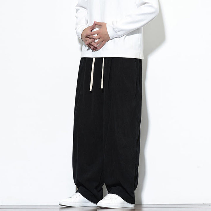 Buddha Stones Plain Drawstring Pure Corduroy Men's Harem Pants With Pockets - image 29