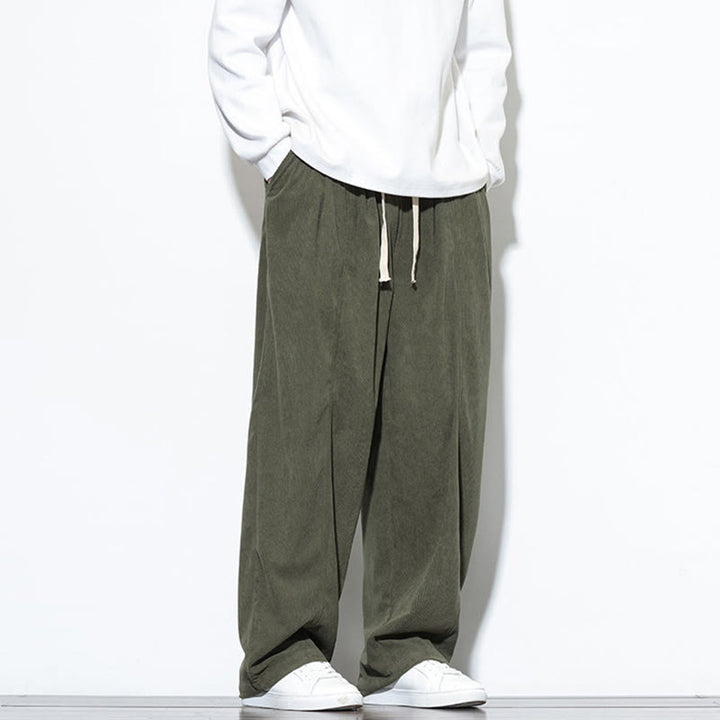 Buddha Stones Plain Drawstring Pure Corduroy Men's Harem Pants With Pockets - image 9
