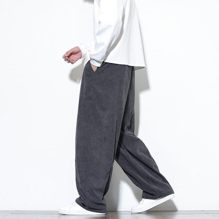 Buddha Stones Plain Drawstring Pure Corduroy Men's Harem Pants With Pockets - image 15