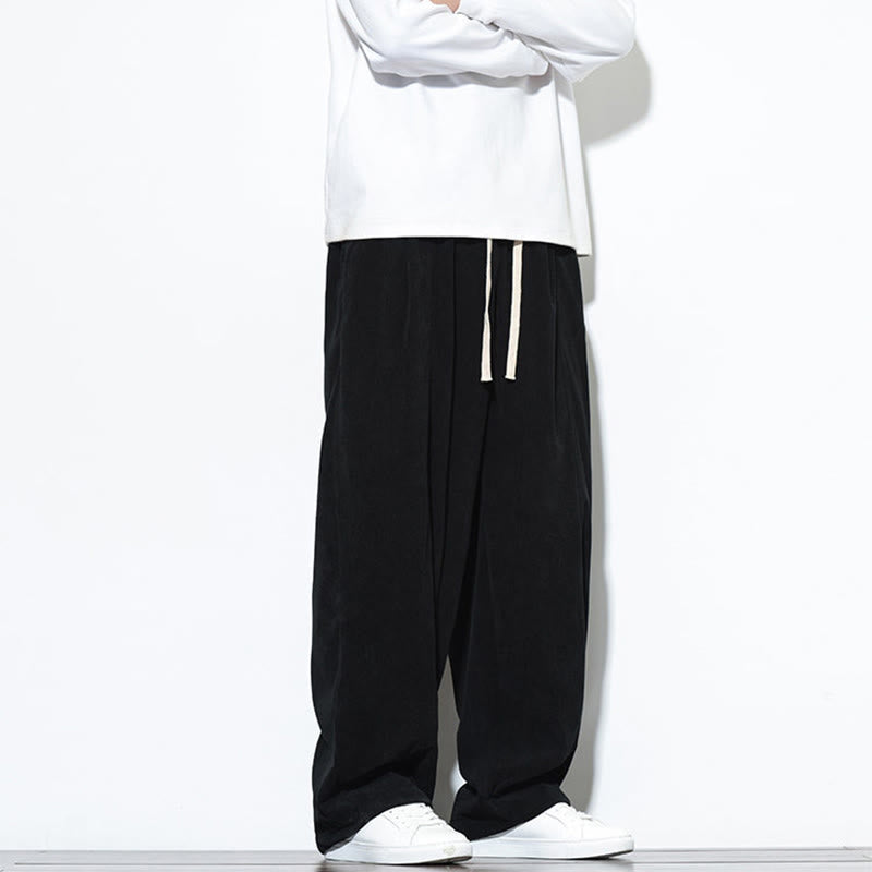 Buddha Stones Plain Drawstring Pure Corduroy Men's Harem Pants With Pockets - image 28